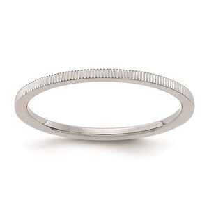 1.2mm 10k White Gold Grooved Pattern Stackable Band, Size 7